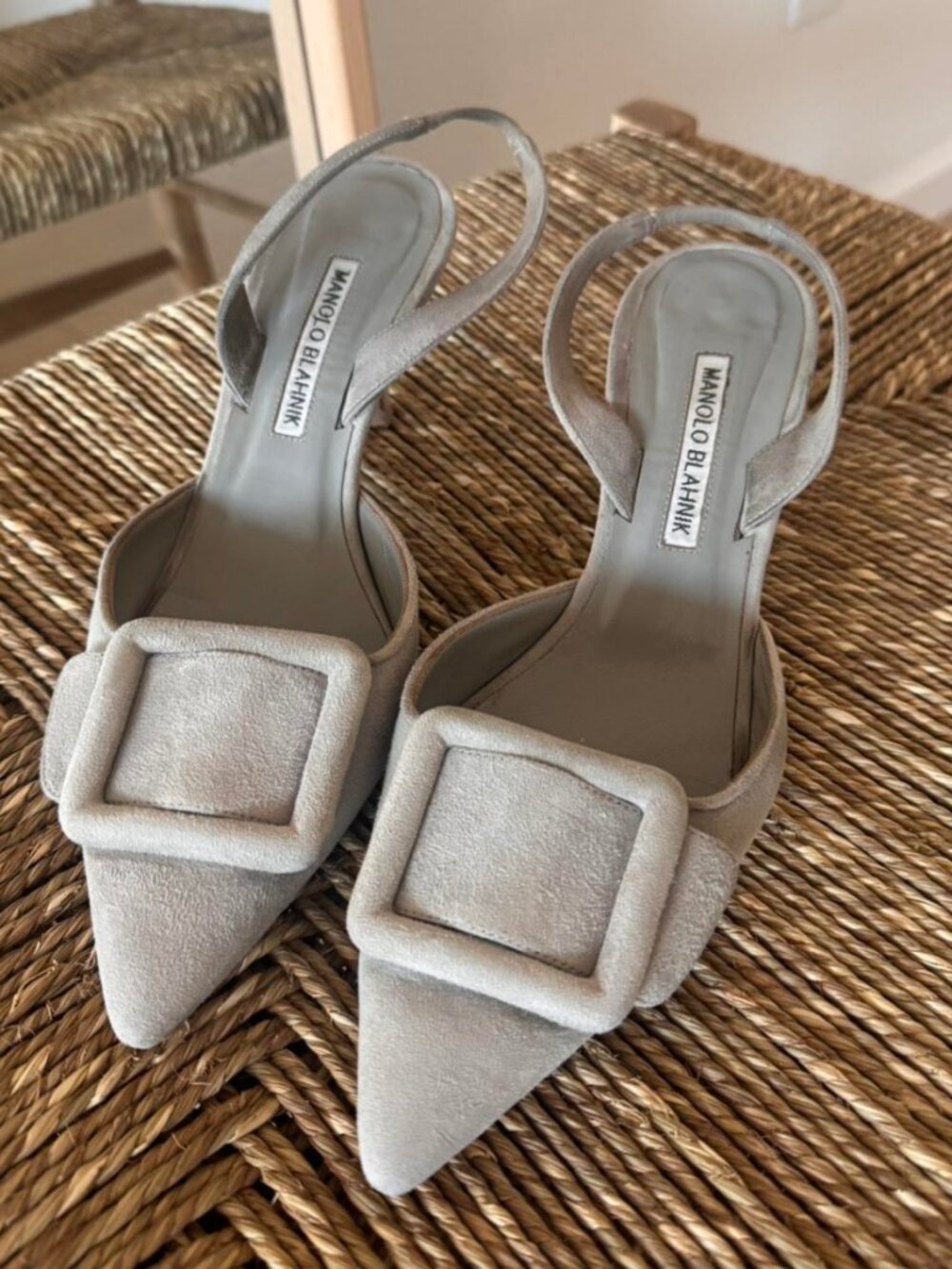 Manolo Blahnik Women's Grey and White Courts